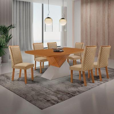 Mesa de Jantar Aster 6 Lugares Retangular MDF 180cm Off White Moderna
