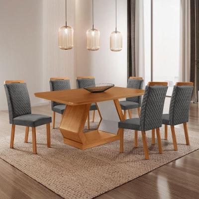 Mesa de Jantar Alvorada 6 Lugares Retangular MDF 180CM Grafite Moderna