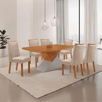 Mesa de Jantar Aster 6 Lugares Retangular MDF 180CM Creme Moderna