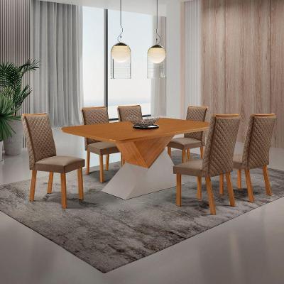 Mesa de Jantar Aster 6 Lugares Retangular MDF 180cm Off White Moderna