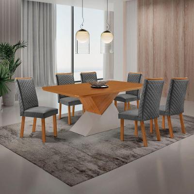 Mesa de Jantar Aster 6 Lugares Retangular MDF 180CM Grafite Moderna