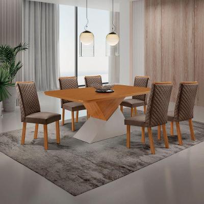 Mesa de Jantar Aster 6 Lugares Retangular MDF 180CM Marrom Moderna