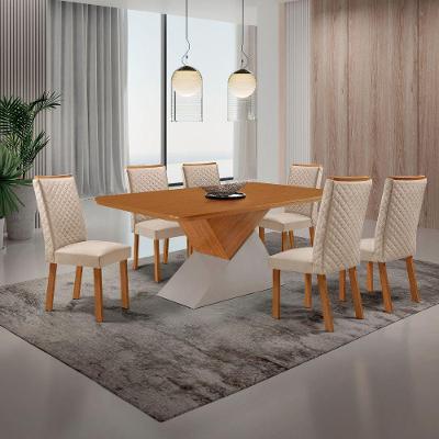 Mesa de Jantar Aster 6 Lugares Retangular MDF 180CM Creme Moderna
