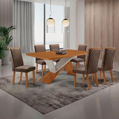Mesa de Jantar Yasmin 6 Lugares Retangular MDF 180cm Marrom Moderna