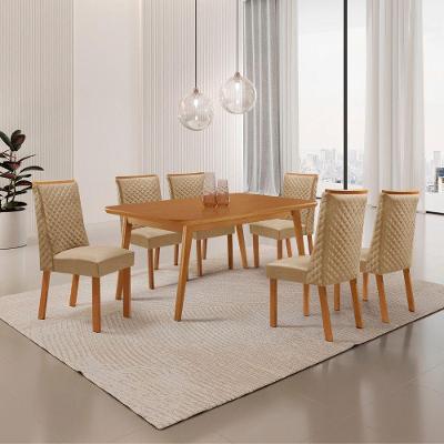 Conjunto de Jantar Copper 6 Lugares Tampo MDF Canto Copo Cobre 180CM Moderna