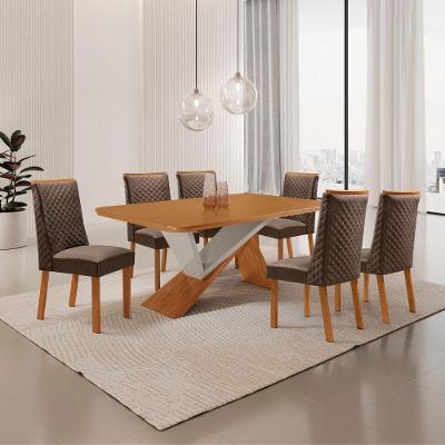 Mesa de Jantar Yasmin 6 Lugares Retangular MDF 180CM Marrom Moderna