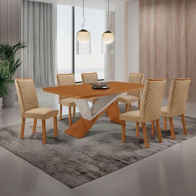 Mesa de Jantar Yasmin 6 Lugares Retangular MDF 180CM Off White Moderna