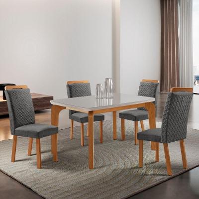 Mesa de Jantar Liz 4 Lugares Retangular MDF 120CM Grafite Moderna