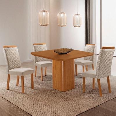 Mesa de Jantar Eloise 4 Lugares Quadrada MDF Laminado 90CM Creme Moderna