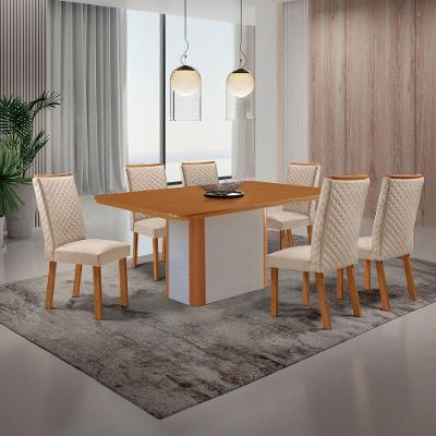 Mesa de Jantar Isadora 6 Lugares Retangular MDF 180CM Creme Moderna