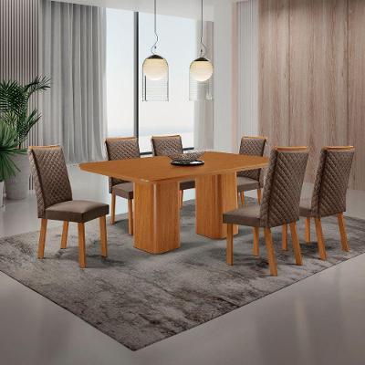 Mesa de Jantar Eloise 6 Lugares Retangular MDF 180CM Marrom Moderna