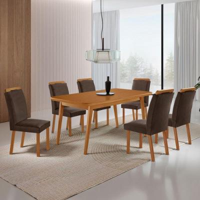 Mesa de Jantar Copper 6 Lugares Retangular MDF 180CM Marrom Moderna