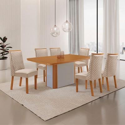 Mesa de Jantar Isadora 6 Lugares Retangular MDF 180CM Creme Moderna
