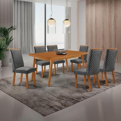 Mesa de Jantar Copper 6 Lugares Retangular MDF 180CM Grafite Moderna
