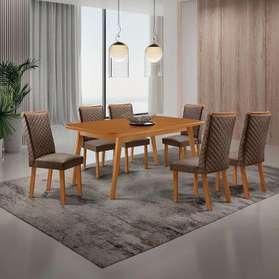 Mesa de Jantar Copper 6 Lugares Retangular MDF 180CM Marrom-Naturalle Moderna