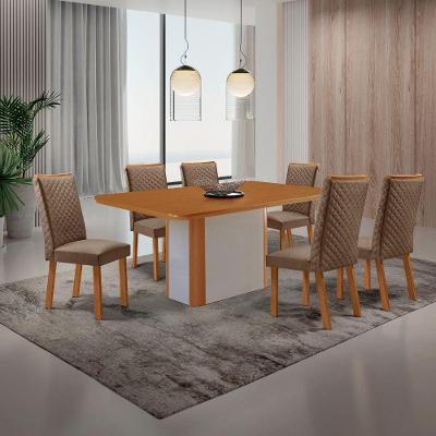 Mesa de Jantar Isadora 6 Lugares Retangular MDF 180cm Creme Moderna