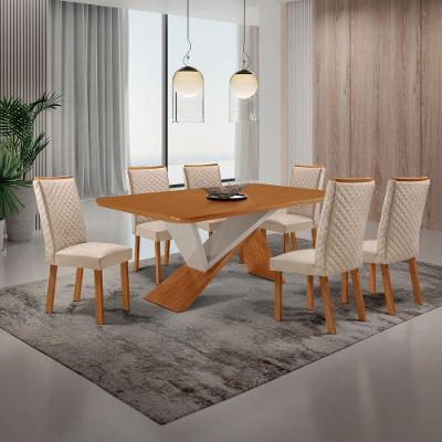 Mesa de Jantar Yasmin 6 Lugares Retangular MDF 180CM Creme Moderna