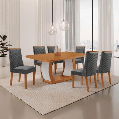 Mesa de Jantar Milena 6 Lugares Retangular MDF 180CM Grafite Moderna