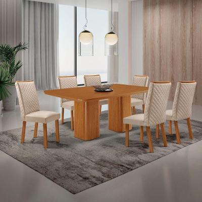 Mesa de Jantar Eloise Lira 6 Lugares Retangular MDF 180CM Creme Moderna