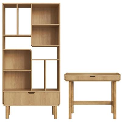 Estante e Escrivaninha Hanover 5 Prateleiras 10 Nichos MDF-MDP Amadeirado