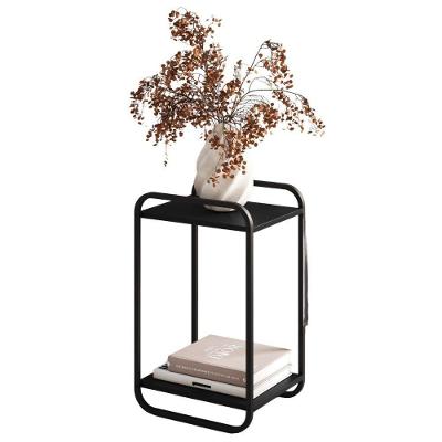 Mesa Lateral Luna 28090 Quadrada MDF Metal Pintado 40CM Nero Preto Artesano Móveis
