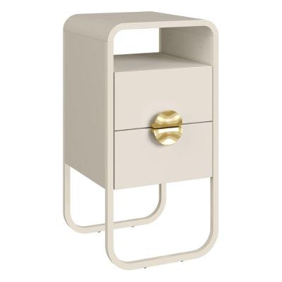 Mesa de Cabeceira Luna 2 Gavetas MDP Orgânico Off White Artesano