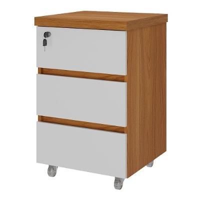 Gaveteiro 629 Moderno 3 Gavetas MDP com Corrediças Telescópicas Branco Artany