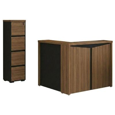 Mesa Balcão Y37 Moderno 4 Gavetas MDP 135CM Nogal Preto Artany