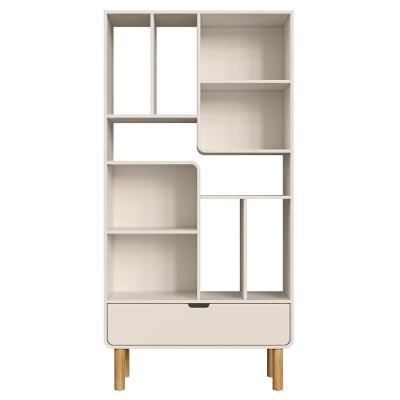 Estante Livreiro Aura sem Porta 5 Prateleiras MDP e MDF e Madeira Maciça TAMANHO 90cm Off White