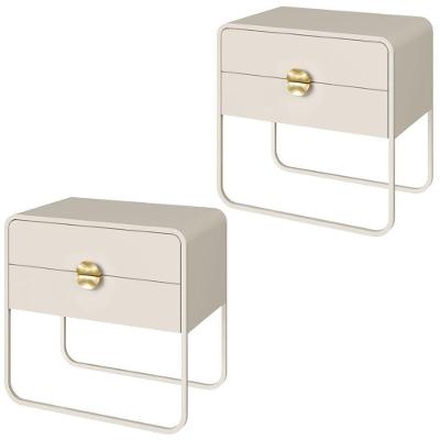 Kit 2 Mesas de Cabeceira 28062 4 Gavetas MDP Contemporâneo Off White Artesano