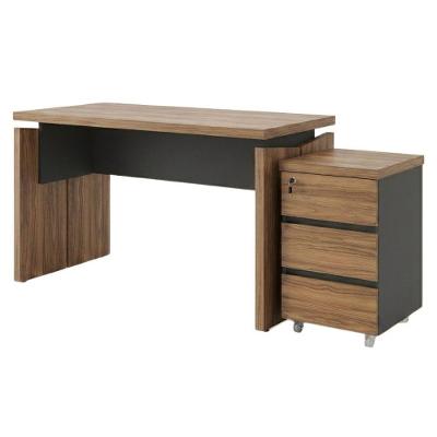 Mesa Escritório Y37 Moderno 3 Gavetas MDP 125CM Preto Artany