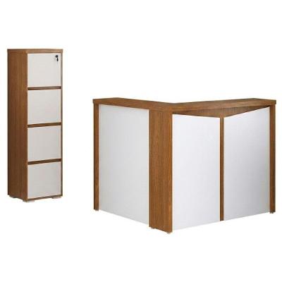 Mesa Balcao Atendimento Y37 Moderno 4 Gavetas MDP 135CM Freijo Branco Artany