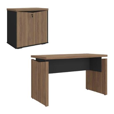 Mesa Escritório Y37 Moderno sem Gavetas MDP 125CM Preto Artany