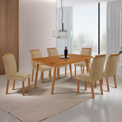Mesa de Jantar Copper 6 Lugares Retangular MDF 180CM Capuccino Moderna
