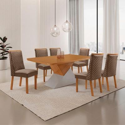 Mesa de Jantar Aster Yasmin 6 Lugares Retangular MDF 180CM Off White Moderna Mobília