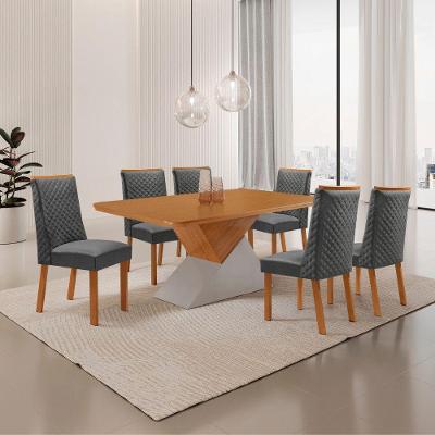 Mesa de Jantar Aster 6 Lugares Retangular MDF 180CM Grafite Moderna