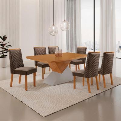 Mesa de Jantar Aster 6 Lugares Retangular MDF 180CM Marrom Moderna