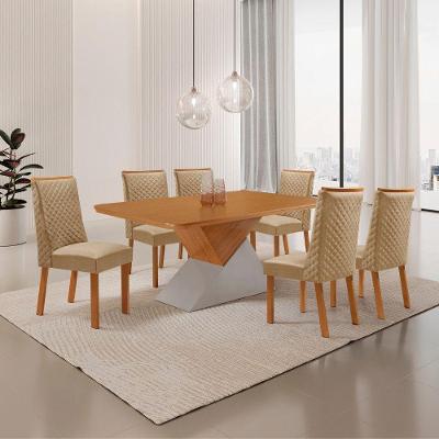 Mesa de Jantar Aster Yasmin 6 Lugares Retangular MDF 180CM Off White