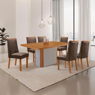 Mesa de Jantar Isadora 6 Lugares Retangular MDF 180cm Marrom Moderna
