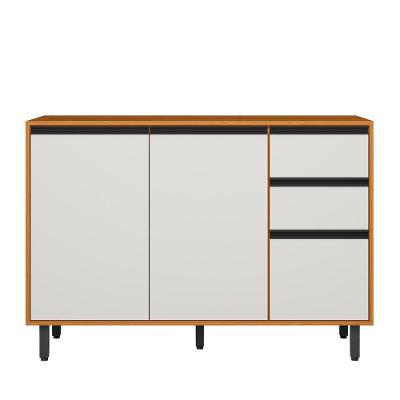 Balcão Ravena 3 Portas 2 Gavetas MDP e MDF 120CM Café Poliman Móveis