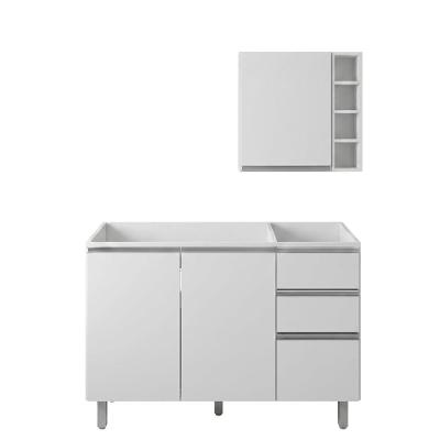 Armário para Banheiro Evidence 3 Peças sem Porta sem Prateleira MDP e MDF 120CM Branco