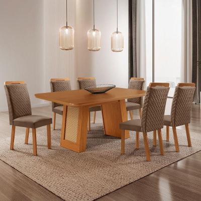 Mesa de Jantar Carolina 6 Lugares Retangular MDF 180CM Creme Moderna