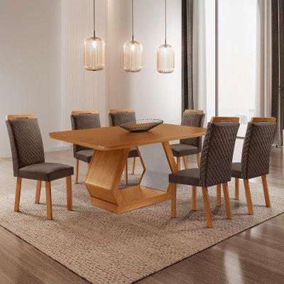 Mesa de Jantar Alvorada 6 Lugares Retangular MDF 180CM Marrom Moderna
