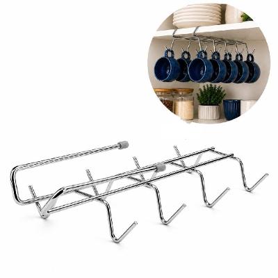 Suporte Organizador de Xícaras Cromado em Metal com Encaixe sem Furos para Armário Yeet