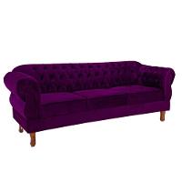 Namoradeira Chesterfield Elisabeth 3 Lugares Via Encanto Veludo Uva - 1