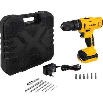 Parafusadeira e Furadeira de Impacto Vonder para Uso Doméstico PFV-120I com Acessórios 120W Amarelo