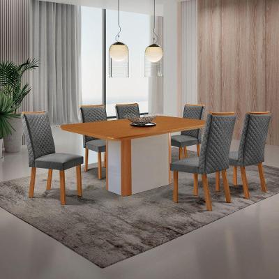 Mesa de Jantar Isadora 6 Lugares Retangular MDF 180CM Grafite Moderna