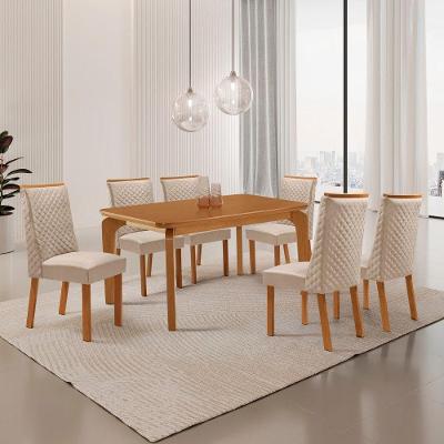 Mesa de Jantar Liz 6 Lugares Retangular MDF 180CM Creme Moderna