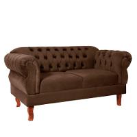 Namoradeira Chesterfield Elisabeth 2 Lugares Via Encanto Veludo Marrom - 1