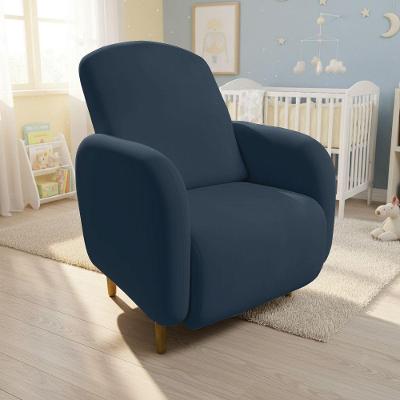 Poltrona de Amamentação Jhessy D03 Reclinável em Suede Confortável Azul Marinho D'Rossi